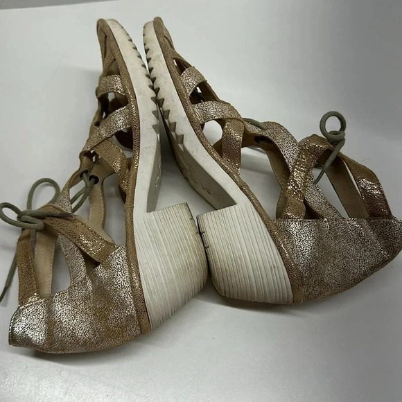 Fly London Want Sandals Heeled Lace Up High Heels Metallic Gold Size 40 9 9.5 - Picture 6 of 10